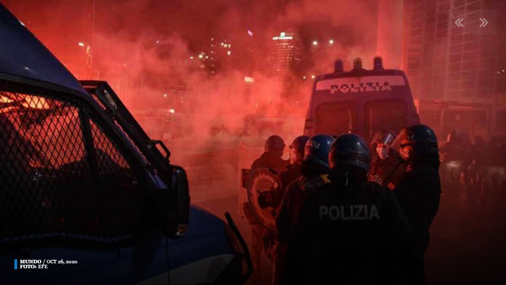 En Italia, disturbios por cierres de bares y restaurantes por Covid-19